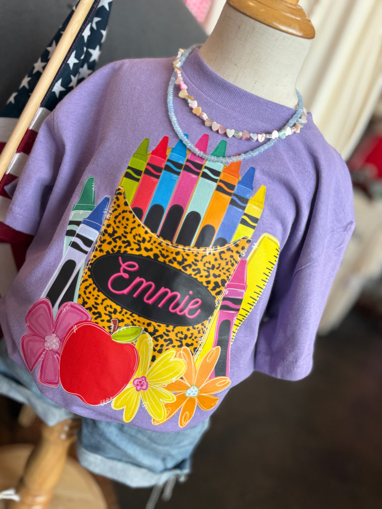 Name Crayon + Flowers Tee // Toddler Sizes