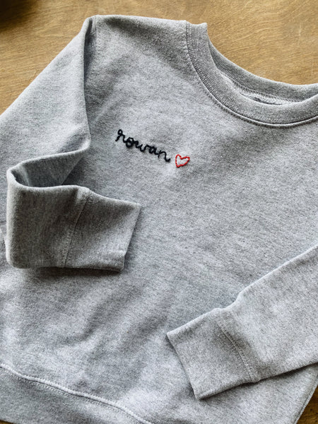 The Name + Heart Hand Stitched Sweatshirt – Sumac Trading Co.