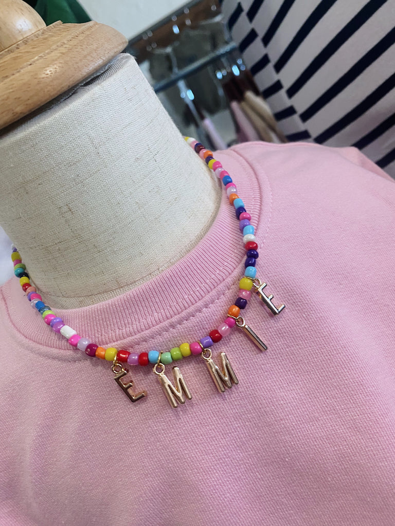 Beaded Necklace with Letter Charms // CUSTOM!