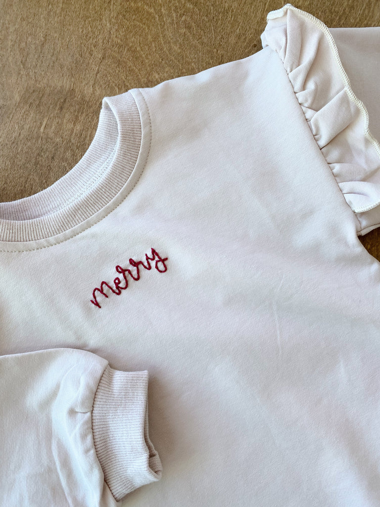 The Embroidered Ruffle Romper / Sweatshirt