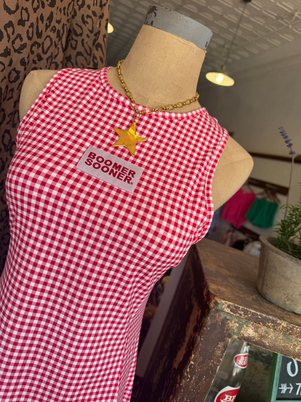 Boomer Sooner Gingham Dress // Adult Sizes