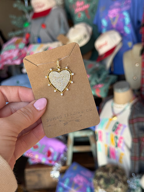 Large Pave Heart Charm