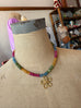 Multi Color Beaded Necklace with Flower Charm