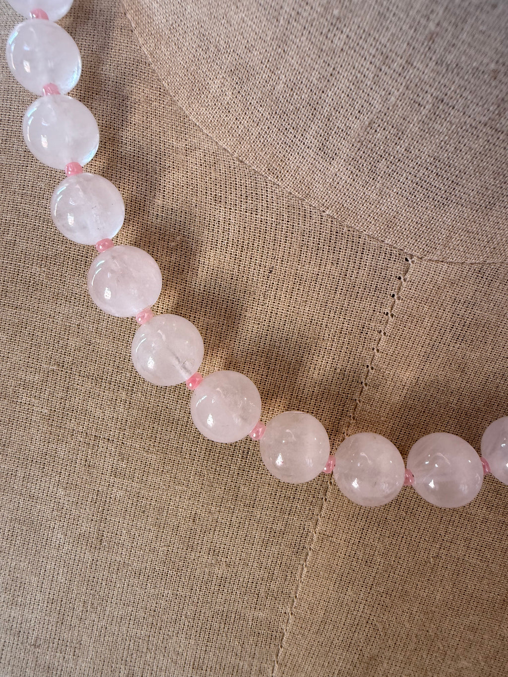 Pale Pink Round Beaded Necklace