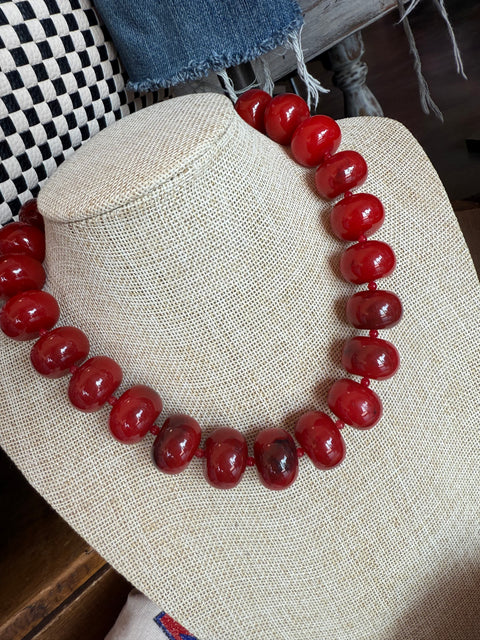 XL Rondelle Necklace // deep red