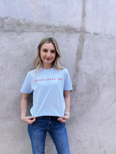 Jesus Loves You Tee / Light Blue