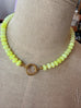 Lime Beaded Necklace with Charm Ring Closure