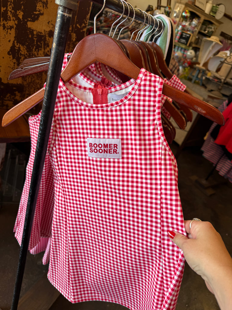 Boomer Sooner Gingham Dress // Kids Sizes