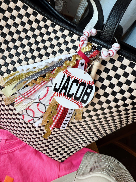 Softball / Baseball Mom Bag Ribbon Tassel Tag
