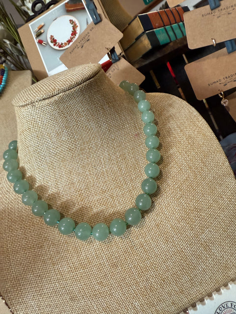Sage Round Beaded Necklace