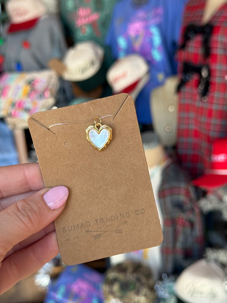 Mother of Pearl Heart Charm with Wavy Edge