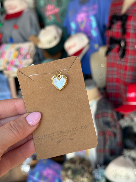Mother of Pearl Heart Charm with Wavy Edge