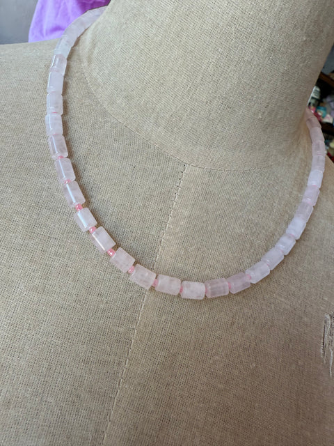 Light Pink Tube Bead Necklace