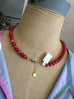 Raspberry Beaded Necklace with Large Heart Charm