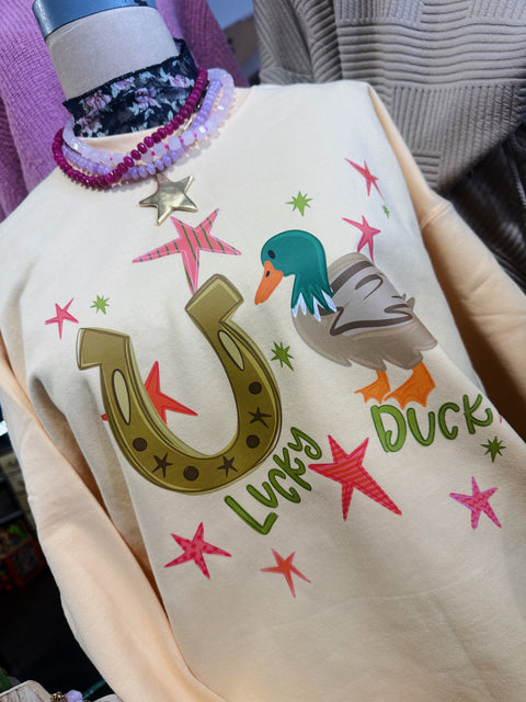 Lucky Duck Sweatshirt // Pale Yellow