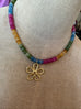 Multi Color Beaded Necklace with Flower Charm