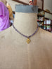 Small Shades of Purple Beaded Necklace with Cross Charm