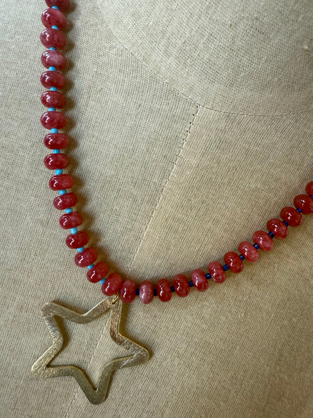 Beaded Necklace with Open Star Charm