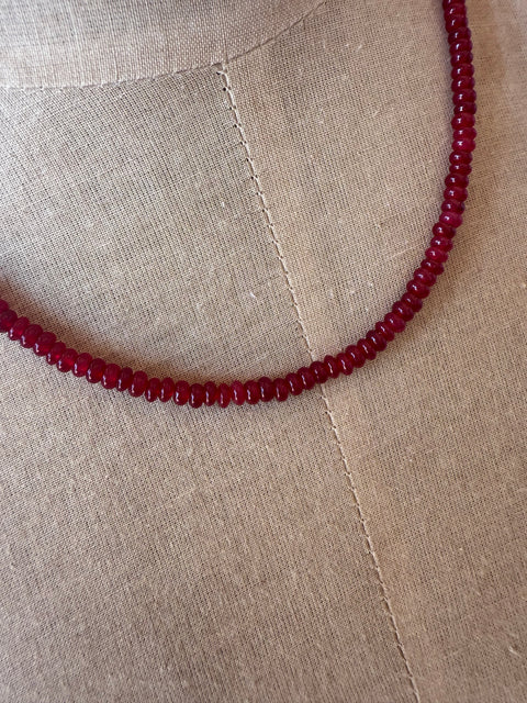 Deep Red Beaded Necklace