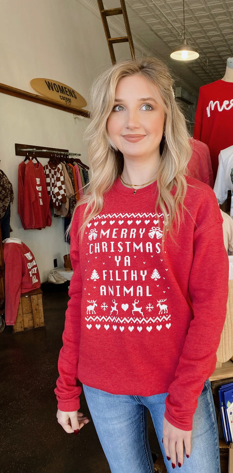Merry Christmas Ya Filthy Animal Sweatshirt