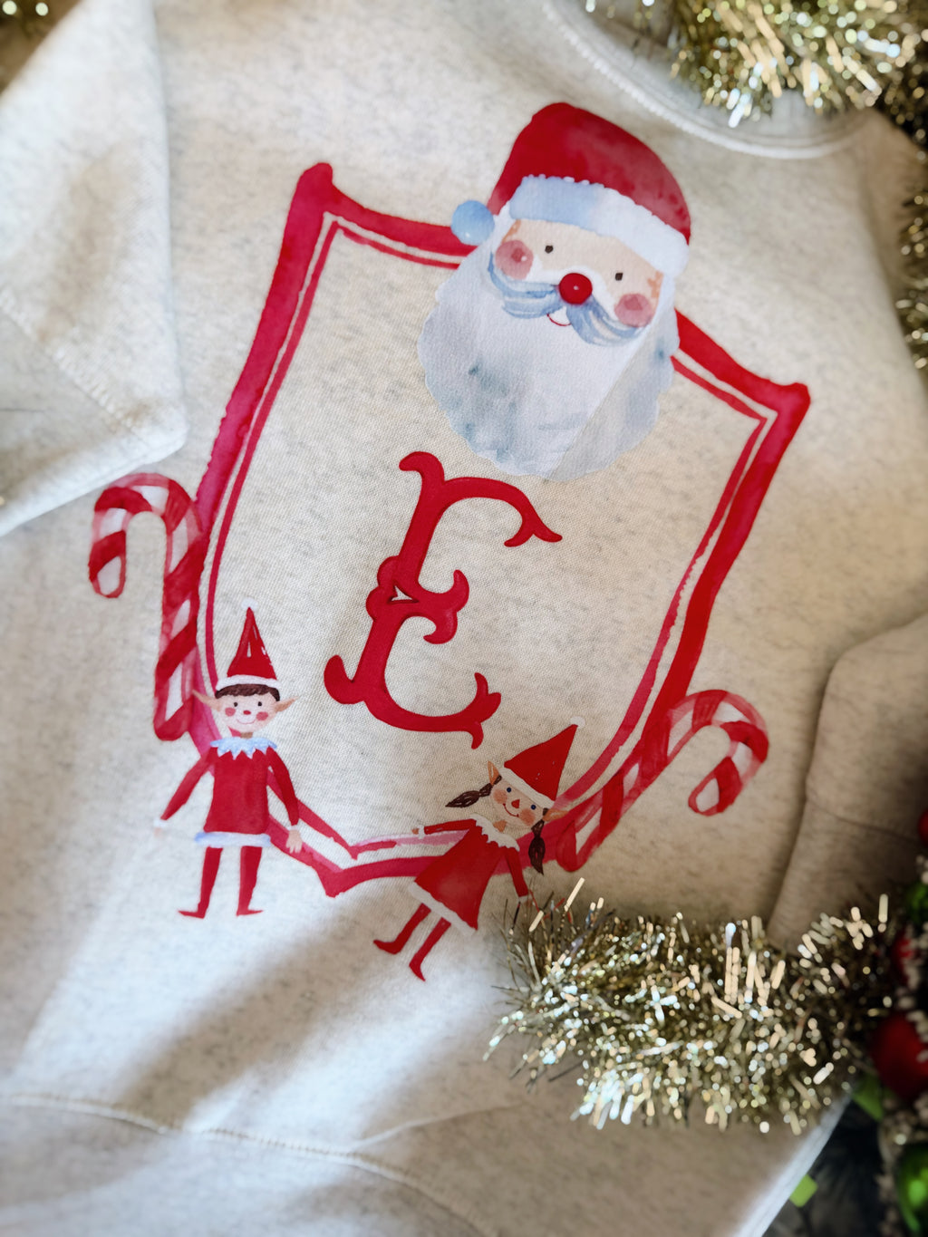 Santa and Elf Initial Sweatshirt