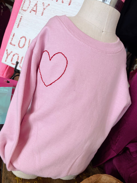 Hand Stitched Heart Sweatshirt