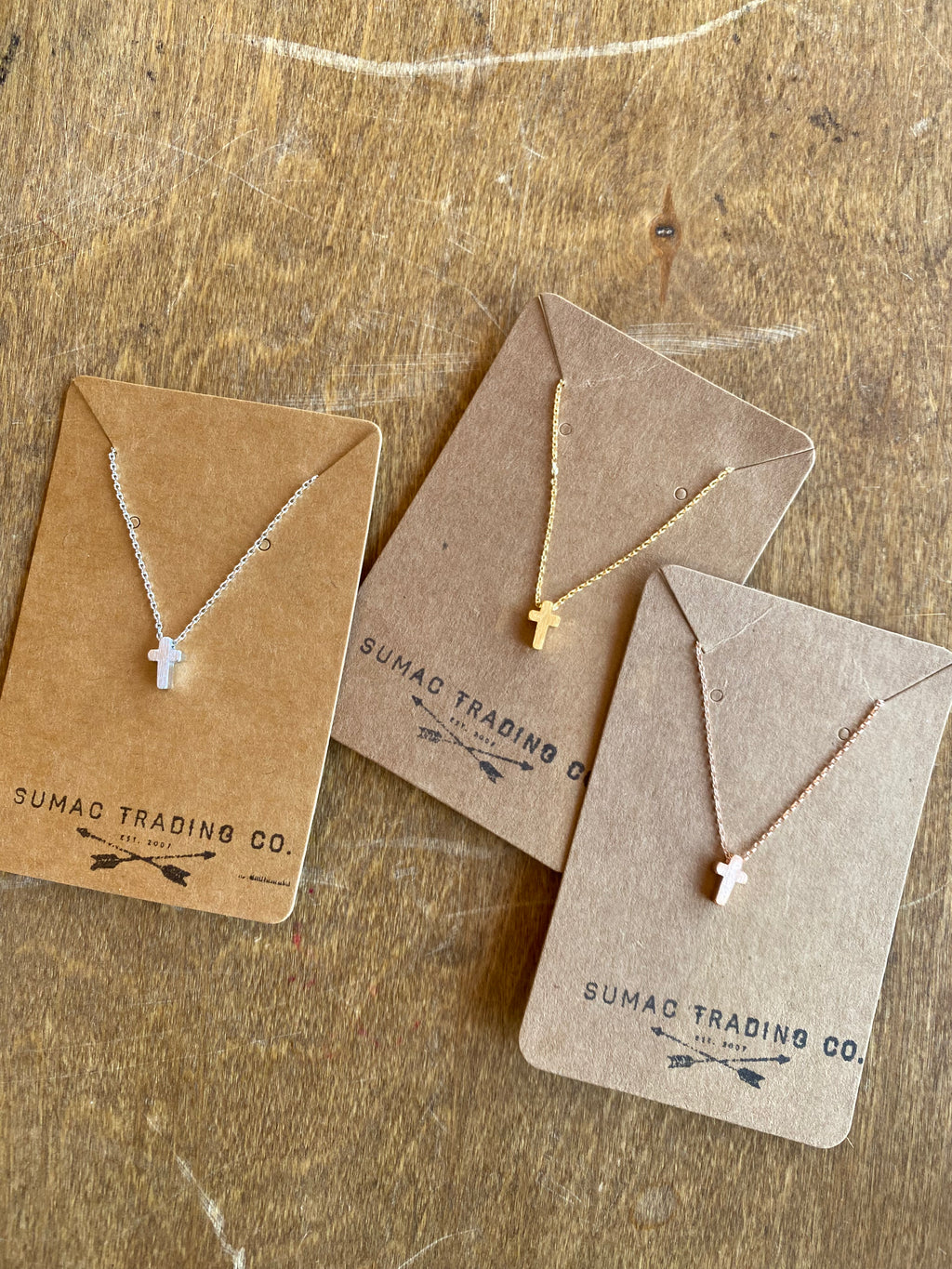 Brushed Cross Necklace