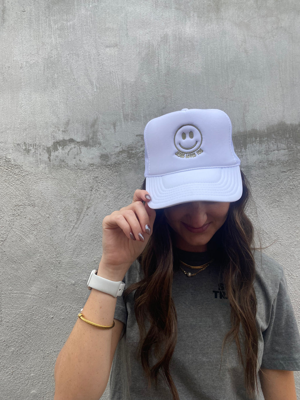 Jesus Loves You Trucker Cap // White